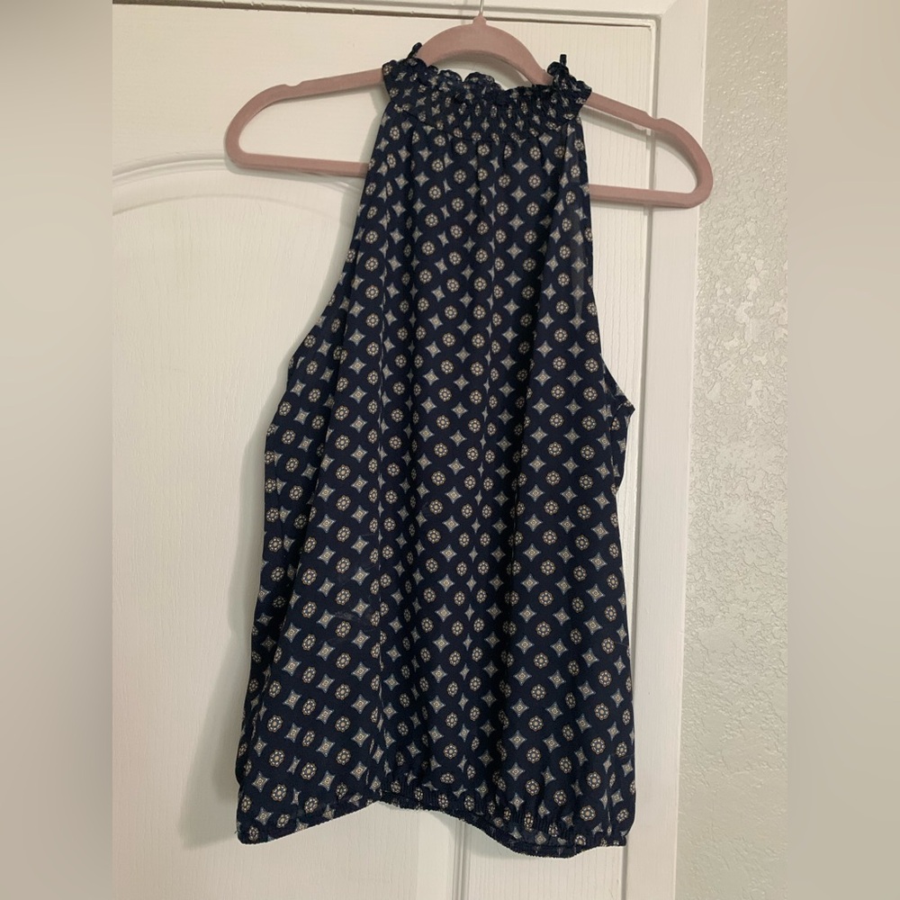 Amara H Navy sleeveless halter top